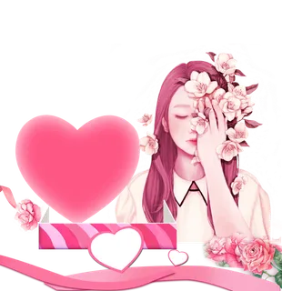 心形礼盒女孩素材图片