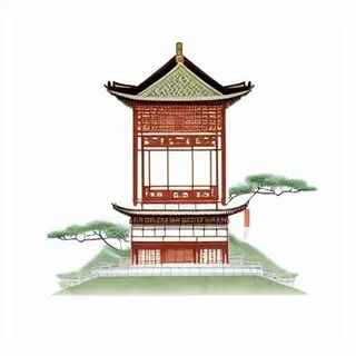 中国古代建筑插画png免抠