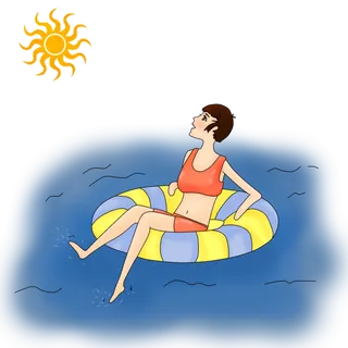 卡通手绘清新夏日游泳PNG素材