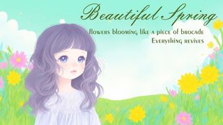 绚烂美丽的春天手绘女孩插画背景壁纸-春光