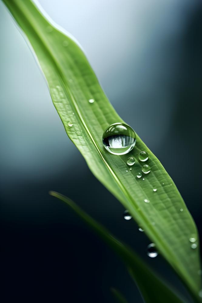 枝叶树叶绿色水滴露珠清新背景