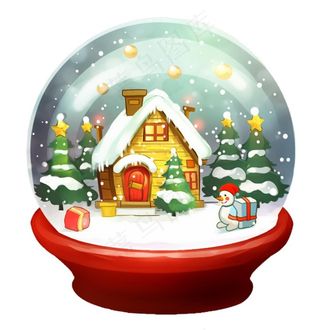 圣诞水晶球玩具礼物卡通插画免抠