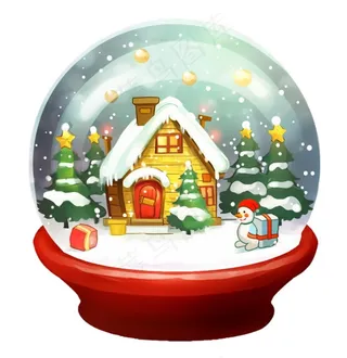圣诞水晶球玩具礼物卡通插画免抠