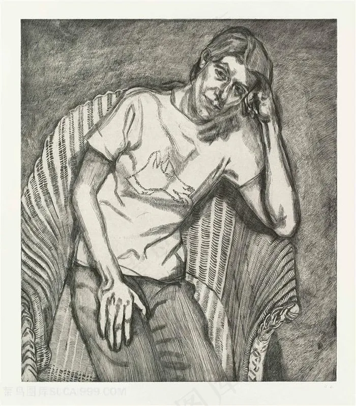 弗洛伊德手绘男士椅子装饰画