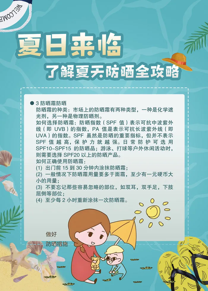 夏季来临如何防晒医美海报psd模版下载