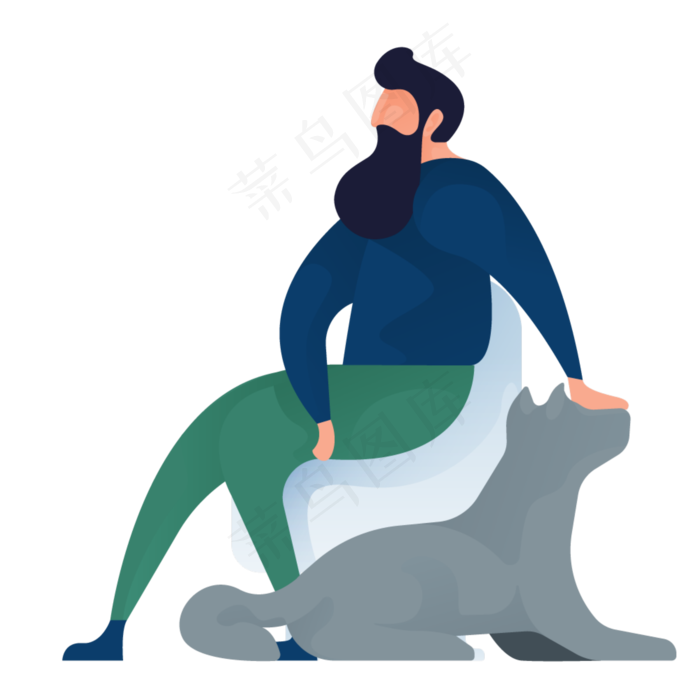 坐凳休息人物免抠图