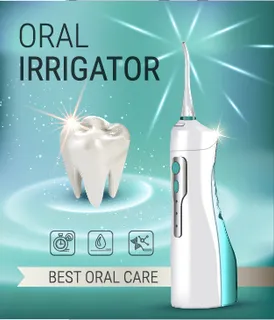 矢量口腔牙刷与冲洗器广告