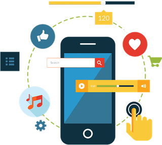 网上社交卡通智能手机科技kv主视觉素材