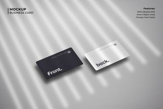 高端黑色办公用品名片信封卡片VI智能贴图样机PSD设计模板