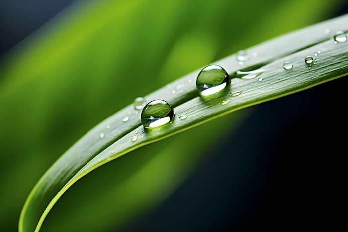 枝叶树叶绿色水滴露珠清新背景