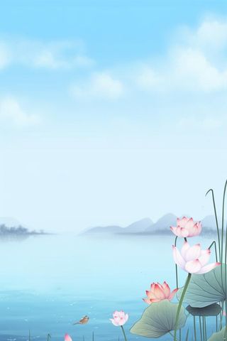 水墨大气国风荷花荷叶背景