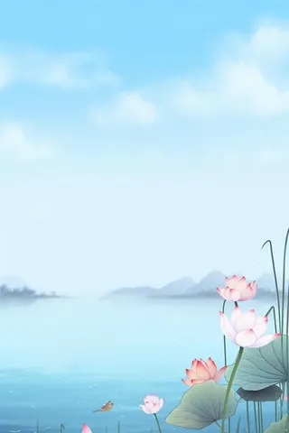 水墨大气国风荷花荷叶背景