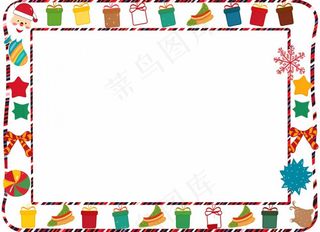 圣诞边框装饰圣诞树圣诞老人可爱卡插画背景