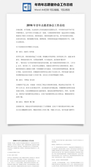 2016年青年志愿者协会工作总结