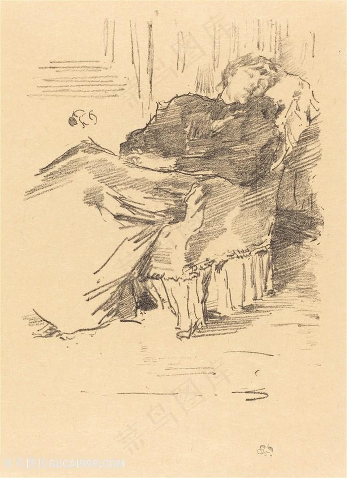 惠斯勒素描睡姿