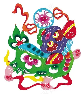 卡通狮子剪纸素材图片