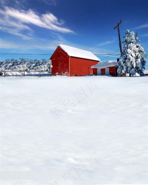 雪地小屋摄影背景图片