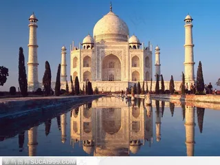 泰姬陵 蓝天 水面