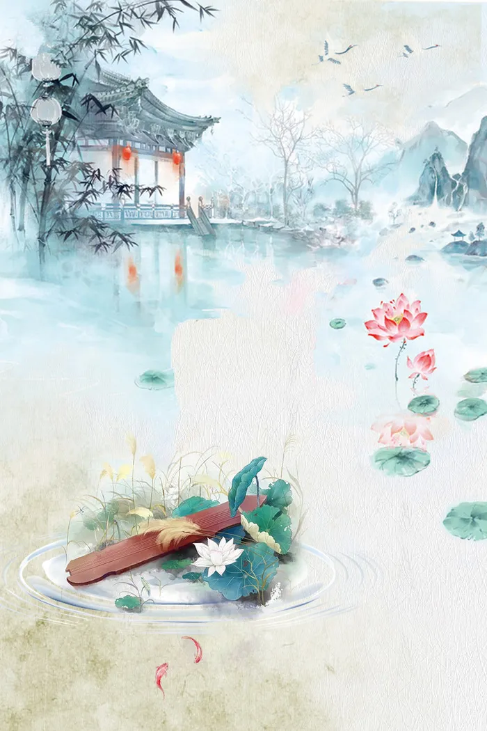 小清新唯美中国风古风古典水墨工笔画中国风背景