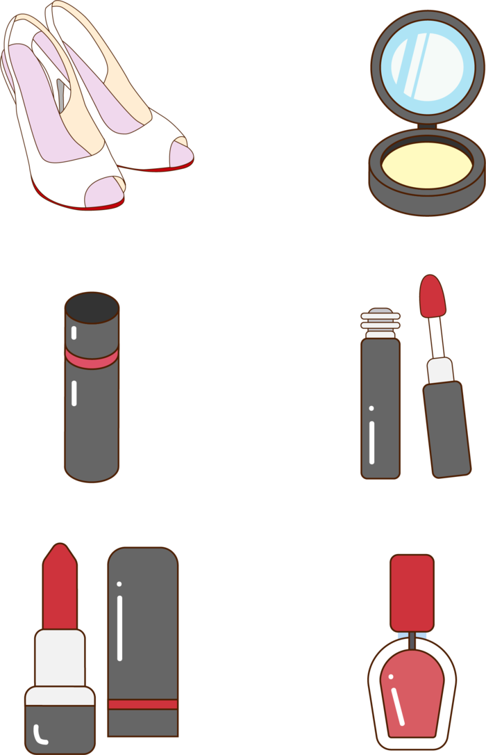 卡通高跟鞋口红免扣化妆品素材