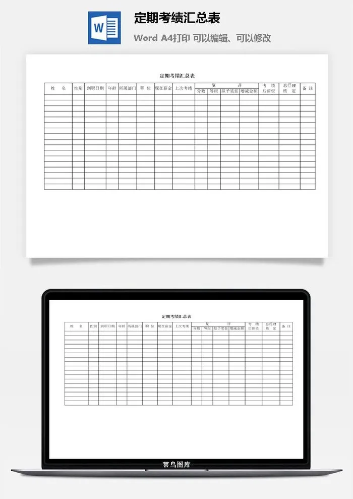 定期考绩汇总表word模板 定期考绩汇总表word模板