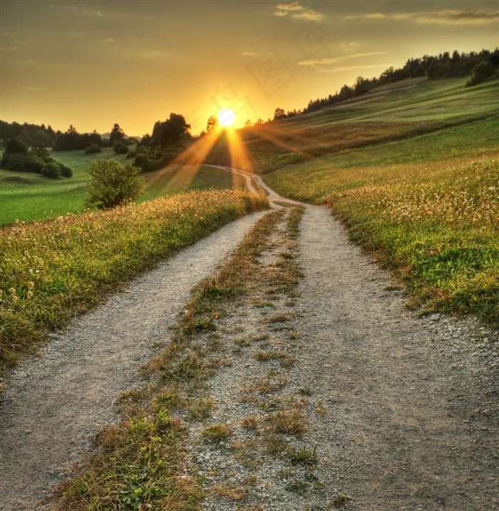 阳光下的乡间小路