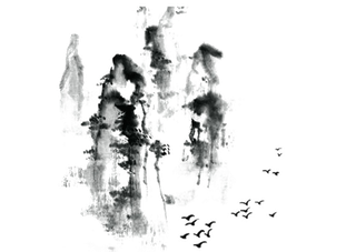 山水画素材中国风水墨画素材元素中国画