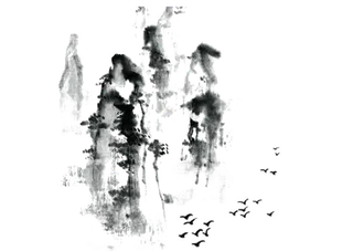 山水画素材中国风水墨画素材元素中国画