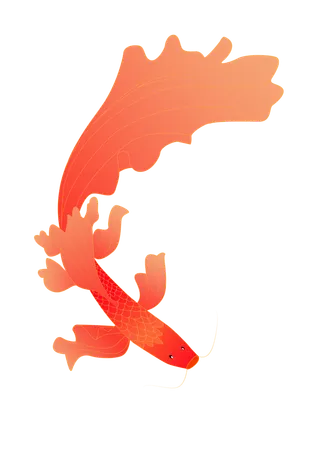 红色锦鲤简约画册免抠插画