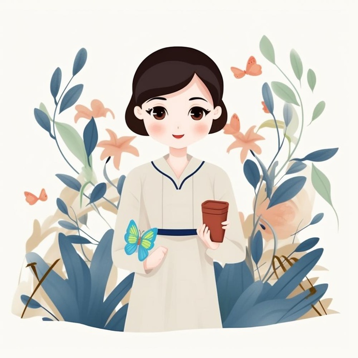 医生护士天使人物插画花海报素材背景(1024x1024)