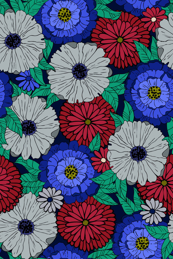 花卉唯美手绘花朵面料纹理手机壳布料面料印花服装矢量图案素材