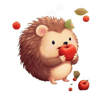 刺猬动物卡通插画免抠