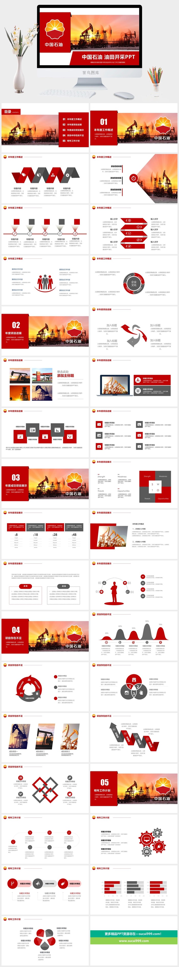 中国石油中石化公司工作统计总结汇报专用通用PPT模板