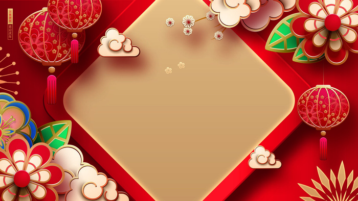 红色喜庆2022虎年春节新年元宵节海报背景展板模板设计素材图