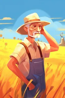 秋季丰收金色麦田农民伯伯插画背景