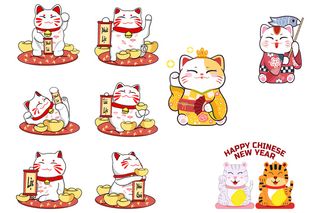 财神猫可爱元素