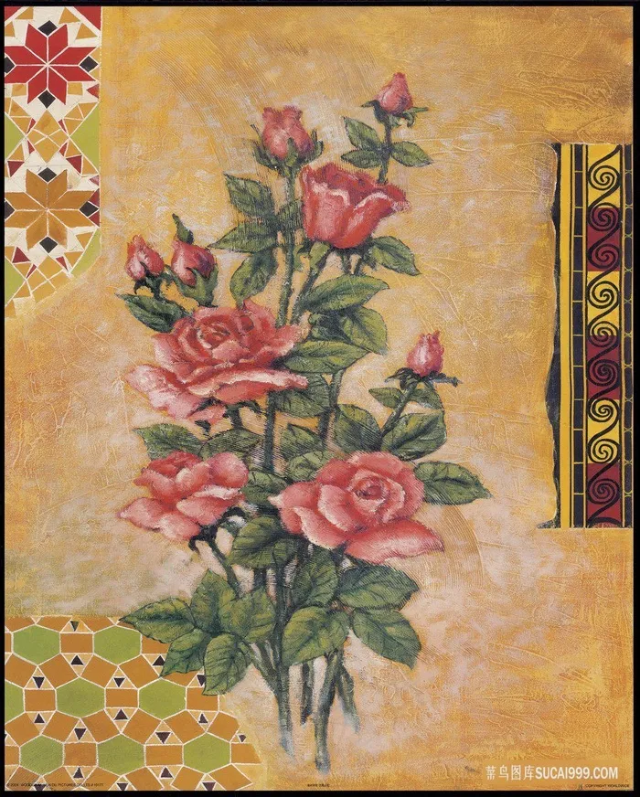 唯美植物花卉花枝插画