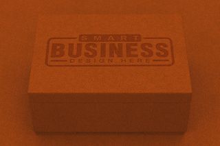 橙色盒子logo样机模板