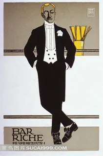 欧式海报之靠桌子上的男人