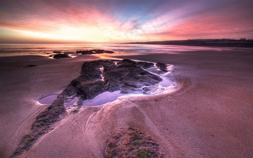 黄昏沙滩海景风景图片