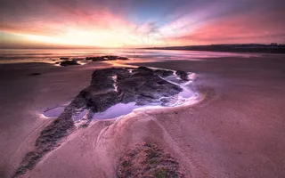 黄昏沙滩海景风景图片