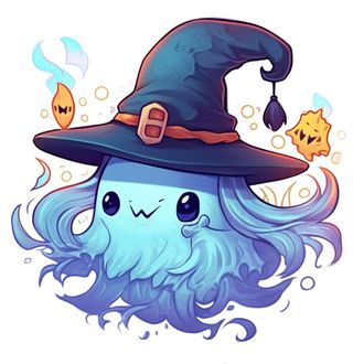 万圣节幽灵鬼魂蓝色卡通插画免抠