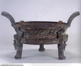 中华传统工艺-褐色的双耳青铜盘