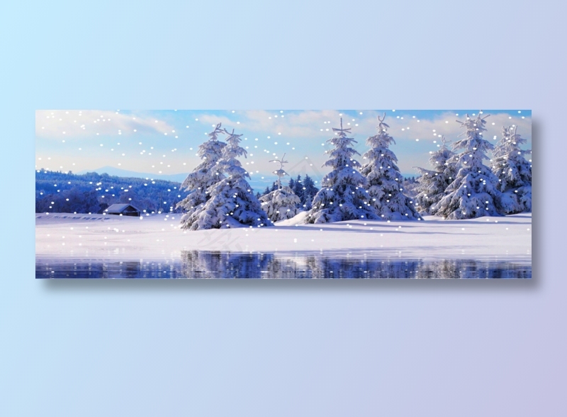 蓝天白云雪花树木客厅卧室玄关画酒店装饰画