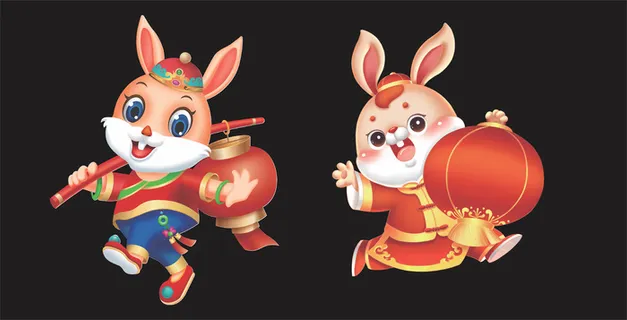 兔年兔子打灯笼