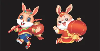 兔年兔子打灯笼