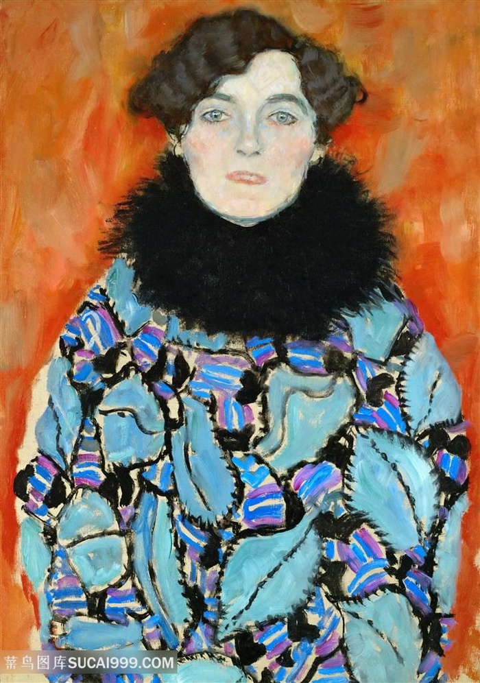 克里姆特油画唯美羽毛衣服女士装饰画