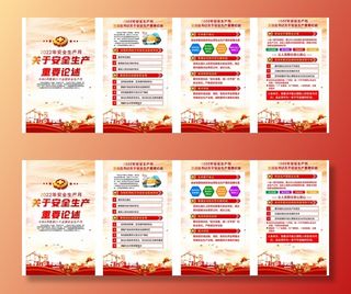 关于安全生产重要论述挂画红色简洁2022年安全生产月宣传教育展板设计