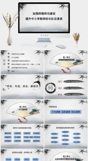 师德师风教育建设素质教育德行PPT模板预览图
