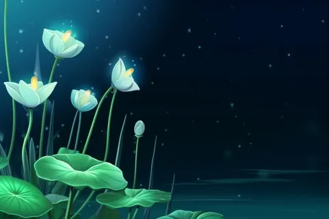 国风夜晚荷花荷叶大气背景